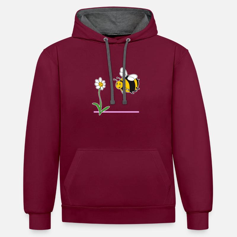 Bourdon et fleur - Sweat à capuche contrasté - bordeaux/anthracite