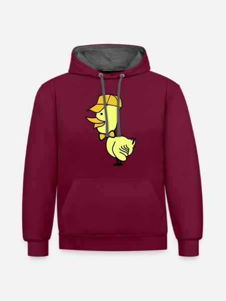 Duck Cap - Contrast hoodie - burgundy/charcoal