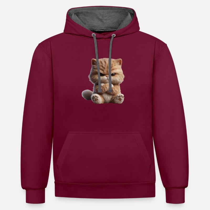 Chat Grim 1 - Sweat à capuche contrasté - bordeaux/anthracite