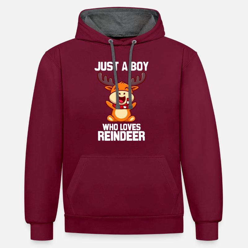 Amateurs de rennes - Sweat à capuche contrasté - bordeaux/anthracite