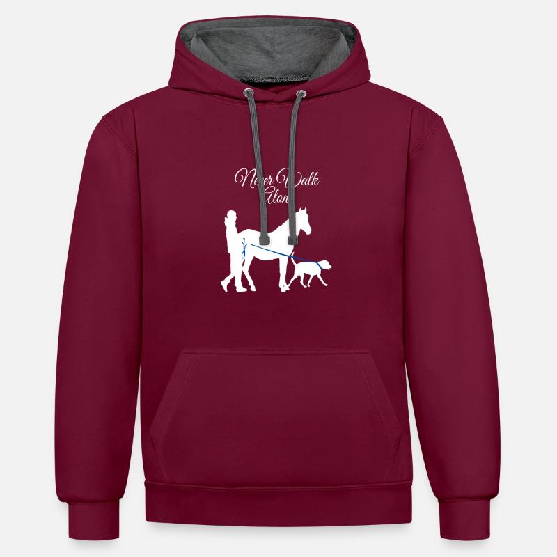 Ne marchez jamais seul - Sweat à capuche contrasté - bordeaux/anthracite