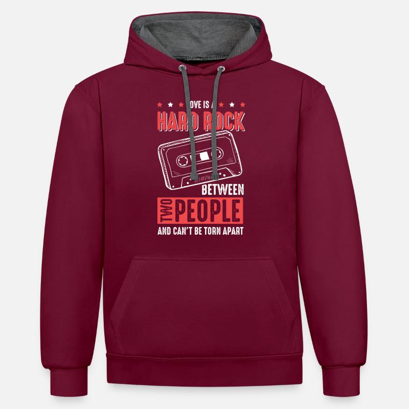 Aimez le hard rock - Sweat à capuche contrasté - bordeaux/anthracite