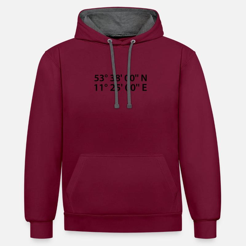 Coordonnées de Schwerin - Sweat à capuche contrasté - bordeaux/anthracite
