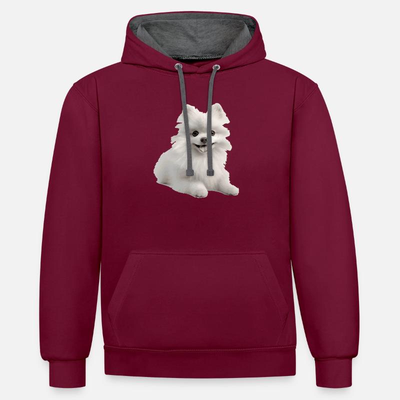 Cadeau de Poméranie Blanche - Sweat à capuche contrasté - bordeaux/anthracite