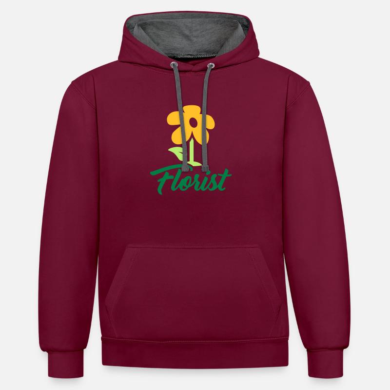 Fleuriste - Sweat à capuche contrasté - bordeaux/anthracite