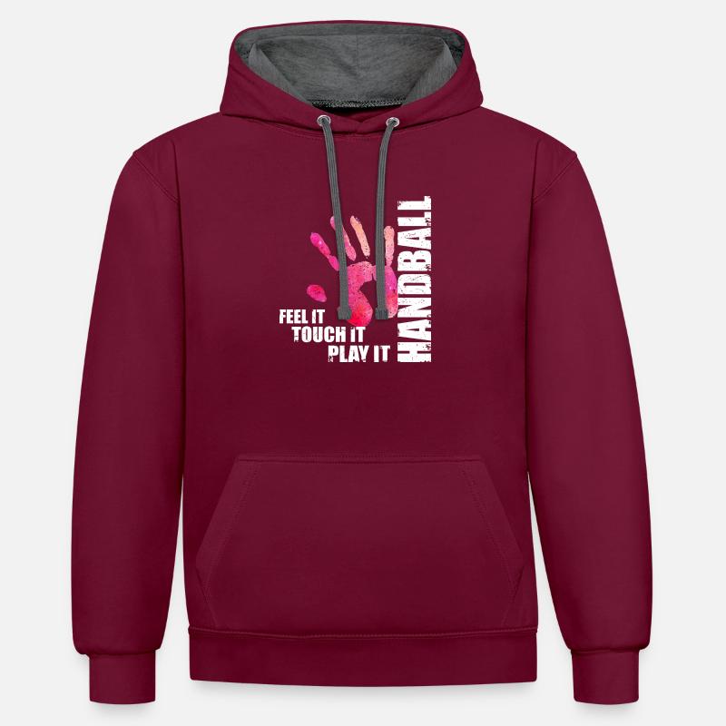 sentez-le, touchez-le, jouez-le, HANDBALL - Sweat à capuche contrasté - bordeaux/anthracite