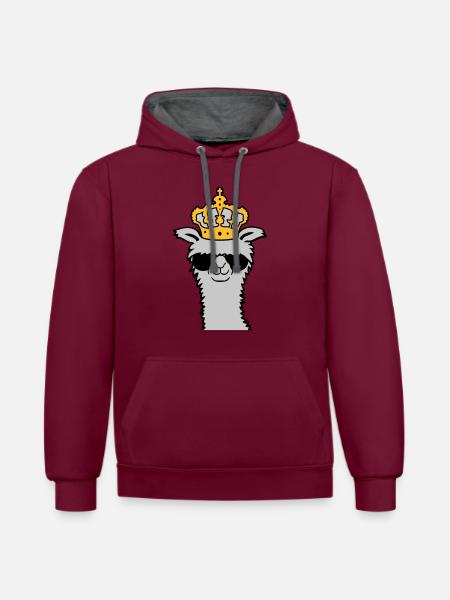 King Llama sunglasses cool - Contrast hoodie - burgundy/charcoal