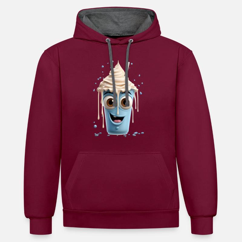 Milkshake amusant - Sweat à capuche contrasté - bordeaux/anthracite