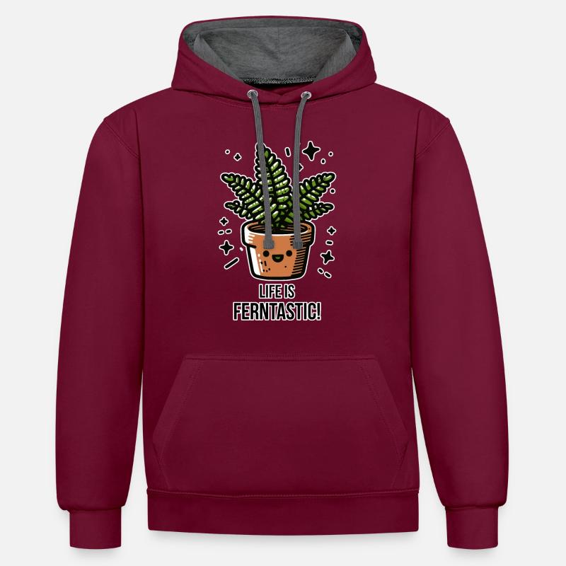 La vie est féroce - Sweat à capuche contrasté - bordeaux/anthracite