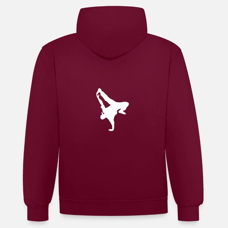 Breakdance Dancer Graphique blanc - Sweat à capuche contrasté - bordeaux/anthracite