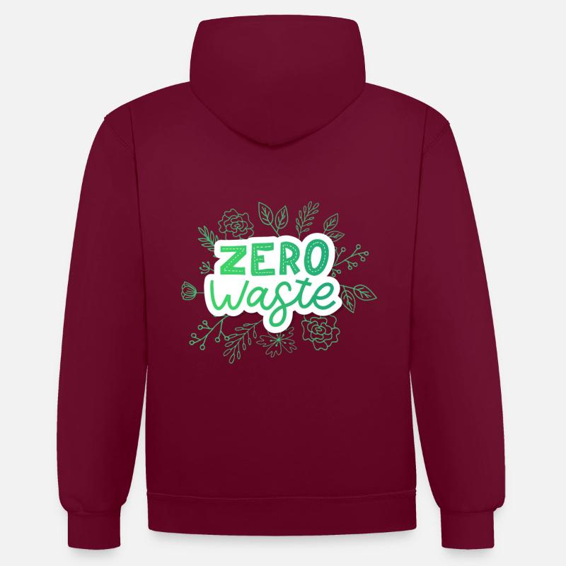 zéro déchet2 - Sweat à capuche contrasté - bordeaux/anthracite