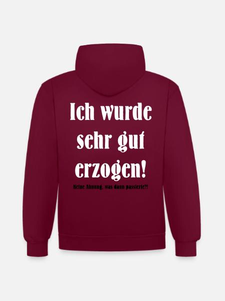 educated - Contrast hoodie - burgundy/charcoal