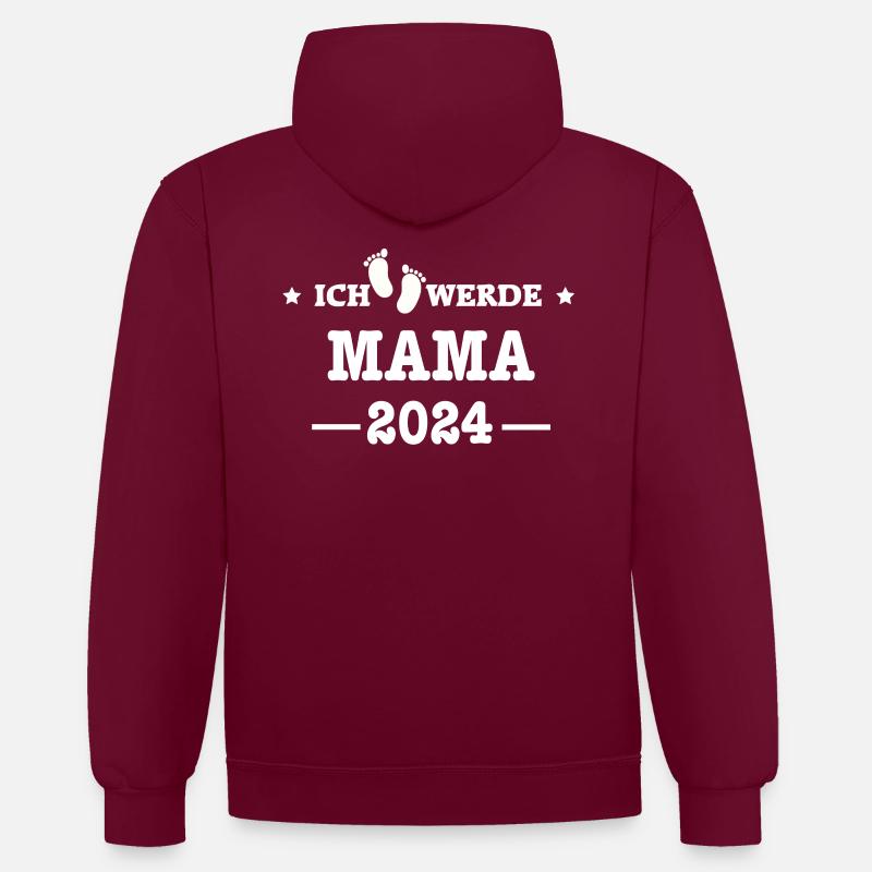 Mama 2024 loading... / Mama 2024 - Kontrast-Hoodie - Weinrot/Anthrazit