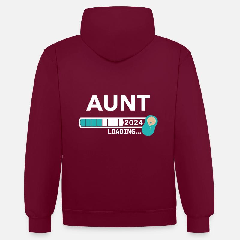 Aunt Loading - Kontrast-Hoodie - Weinrot/Anthrazit