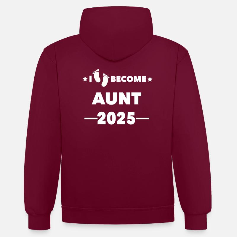 Je deviens Tante 2025 - Sweat à capuche contrasté - bordeaux/anthracite
