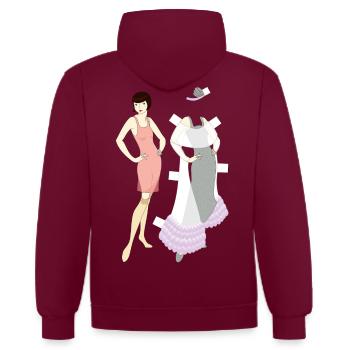 Flapper Paperdoll - Robe de soirée - Sweat à capuche contrasté - bordeaux/anthracite - Dos - Anna (173cm)