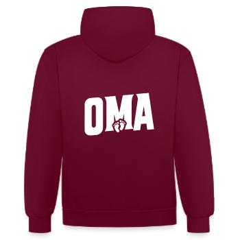 Oma - Babyfüße - Kontrast-Hoodie - Weinrot/Anthrazit - Hinten - Anna (173cm)