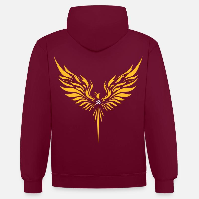 Phenix - Sweat à capuche contrasté - bordeaux/anthracite