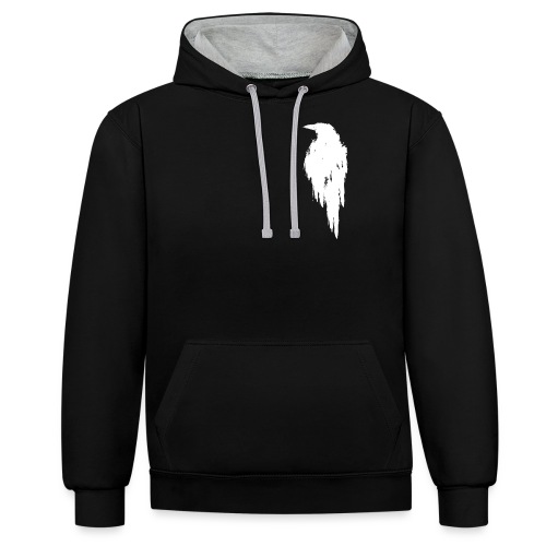 Raven (white) - Contrast Colour Hoodie