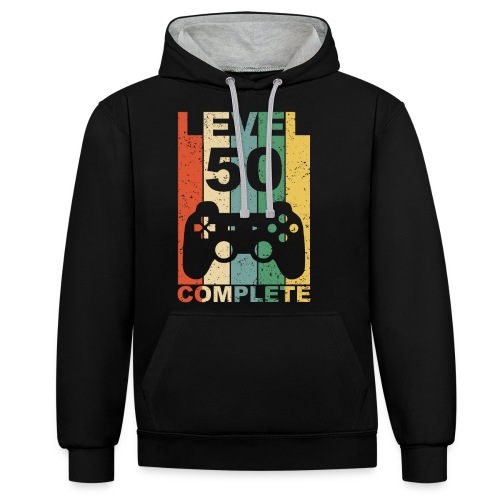 50. Geburtstag 50 Jahre Level Complete Gamer - Kontrast-Hoodie