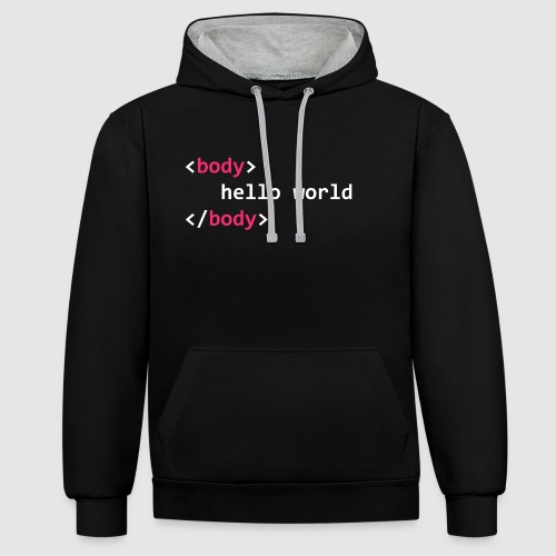hello-world-png - Contrast Colour Hoodie