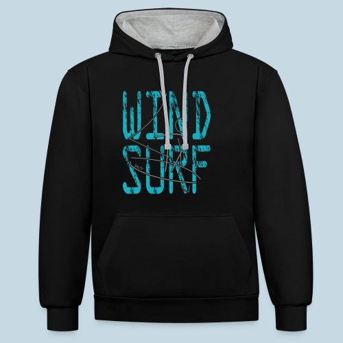 Sylwetka windsurfingu - Bluza z kapturem z kontrastowymi elementami