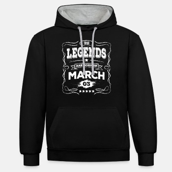 True legends are born in March - Contrast Hoodie Unisex