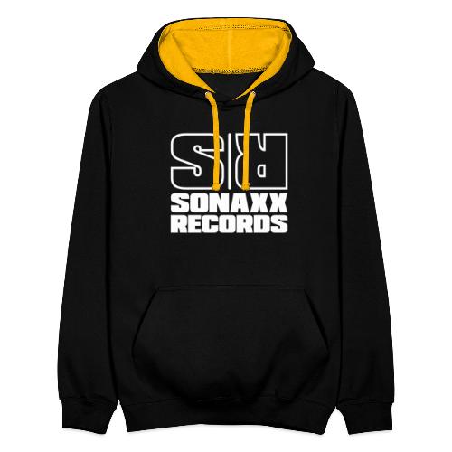 Sonaxx Records Logo weiss (quadratisch) - Kontrast-Hoodie