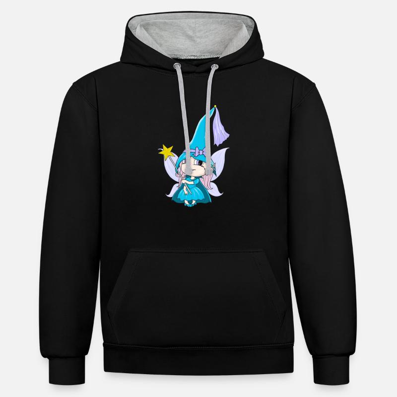 fée douce Elly - Sweat à capuche contrasté - noir/gris chiné