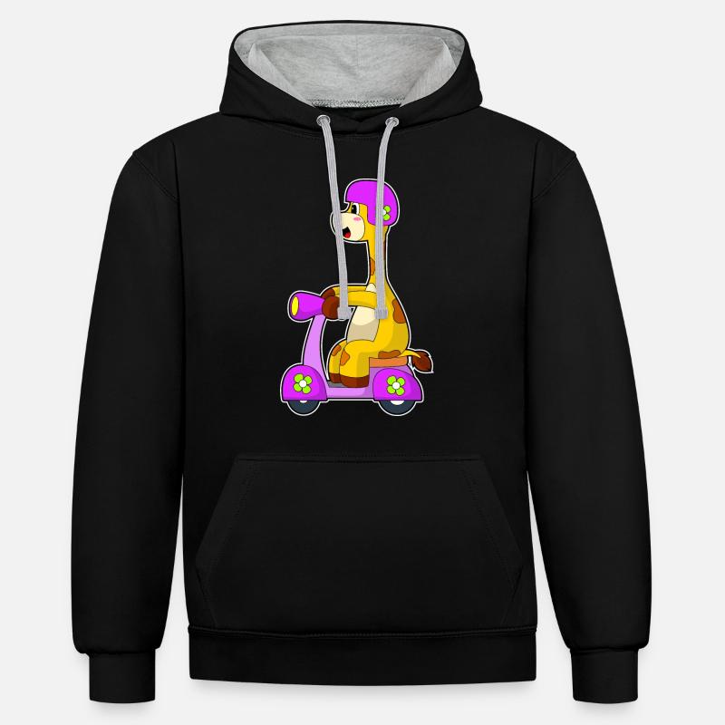Scooter Girafe - Sweat à capuche contrasté - noir/gris chiné