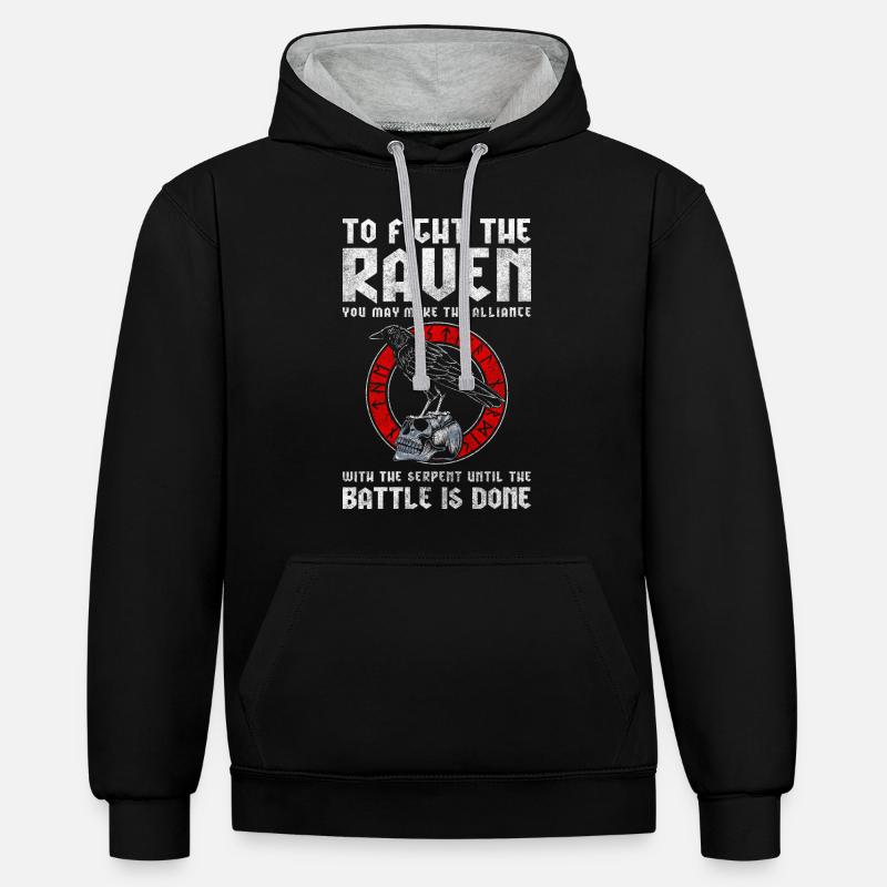 Cuervo Odín Brujería Astuta - Sudadera con capucha contraste - negro/gris jaspeado