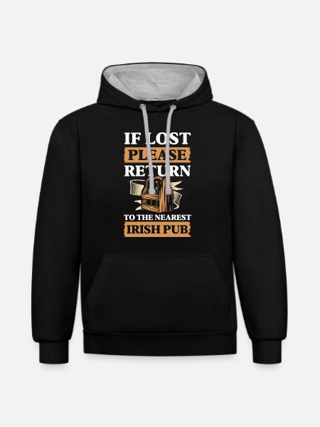 Irish Pub Gold Beer - Contrast hoodie - black/heather grey