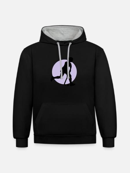 hockey_woman_b_2c - Contrast hoodie - black/heather grey