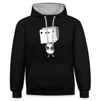 Mignon petit robot - Sweat à capuche contrasté - noir/gris chiné - Devant - Anna (173cm) & Nico (186cm)