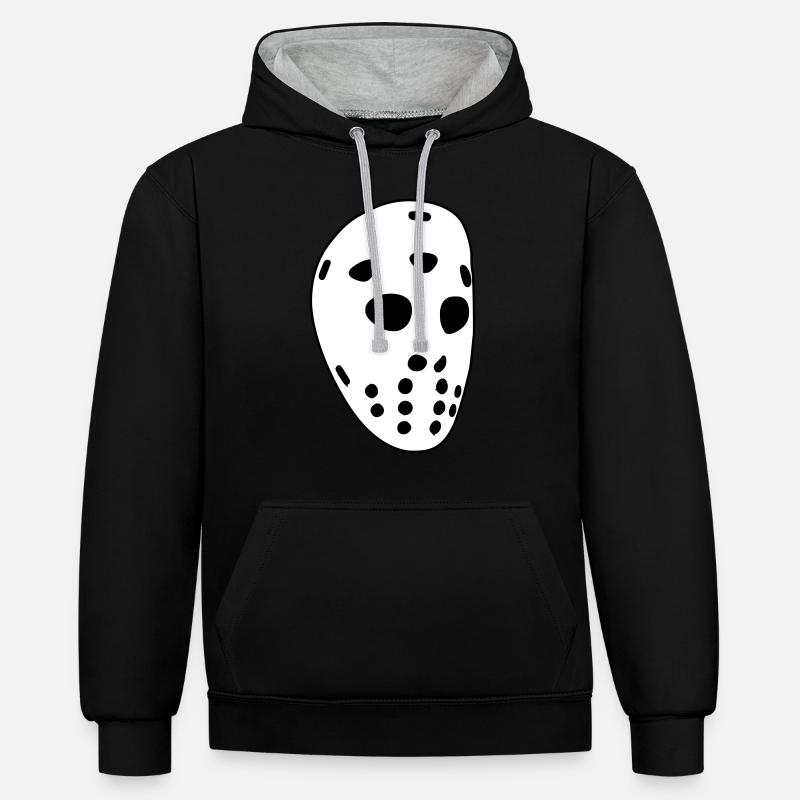 Masque de hockey rétro - Sweat à capuche contrasté - noir/gris chiné