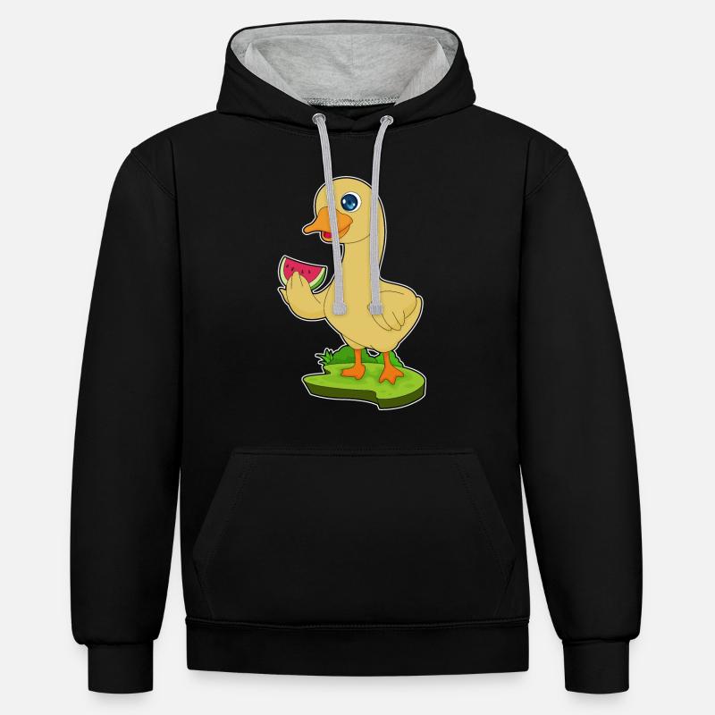 Canard Pastèque - Sweat à capuche contrasté - noir/gris chiné