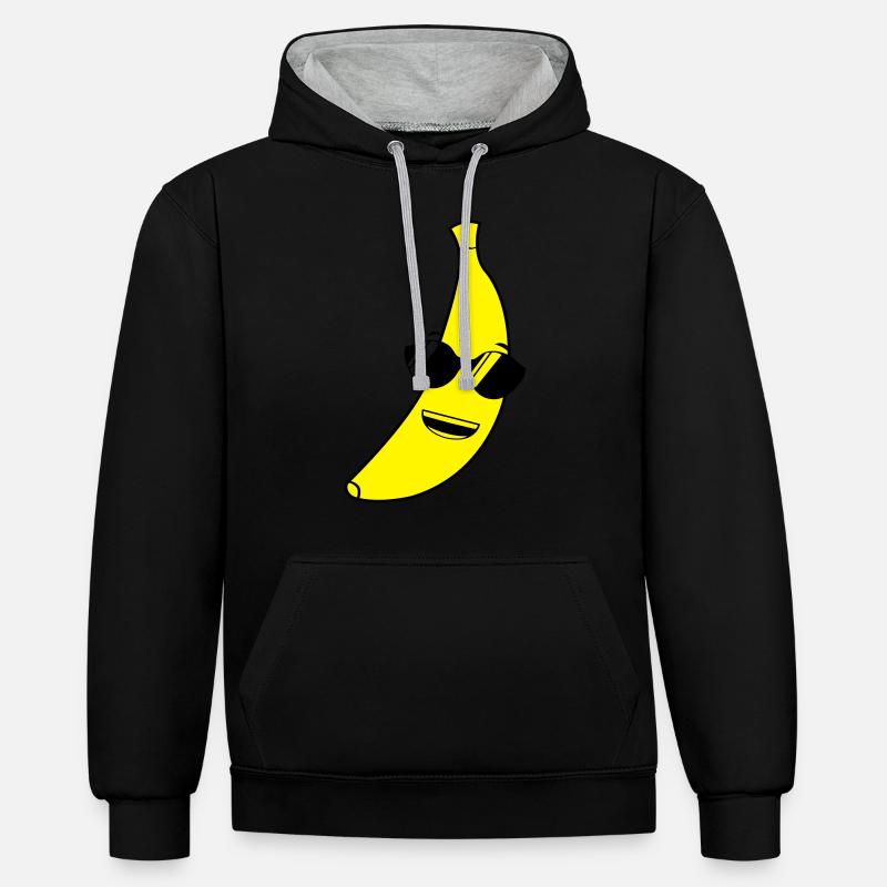 banane_cool_2 - Kontrast-Hoodie - Schwarz/Grau meliert