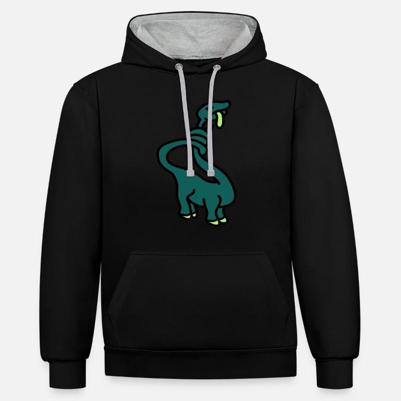 stranglesaurus_dino_3c - Sweat à capuche contrasté - noir/gris chiné