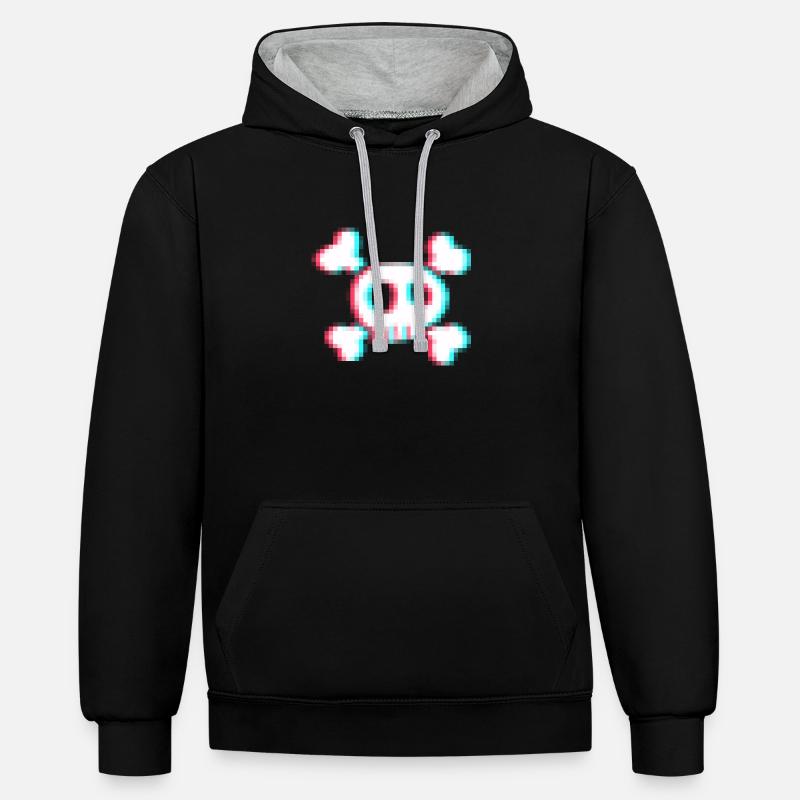 Mosaïque de crânes et d’os - Sweat à capuche contrasté - noir/gris chiné
