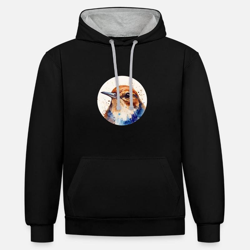 Troglodyte - Sweat à capuche contrasté - noir/gris chiné