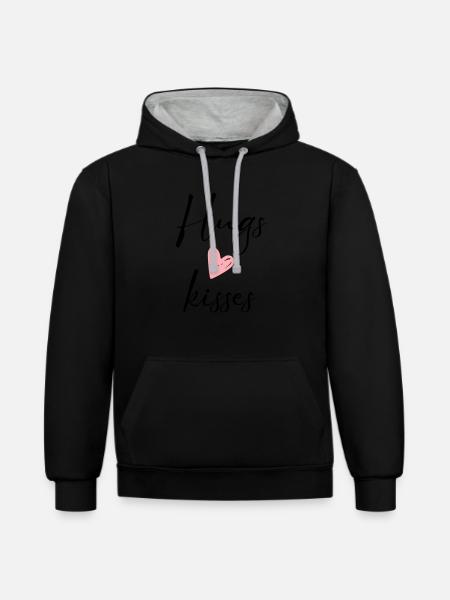 hugs & kisses - Contrast hoodie - black/heather grey