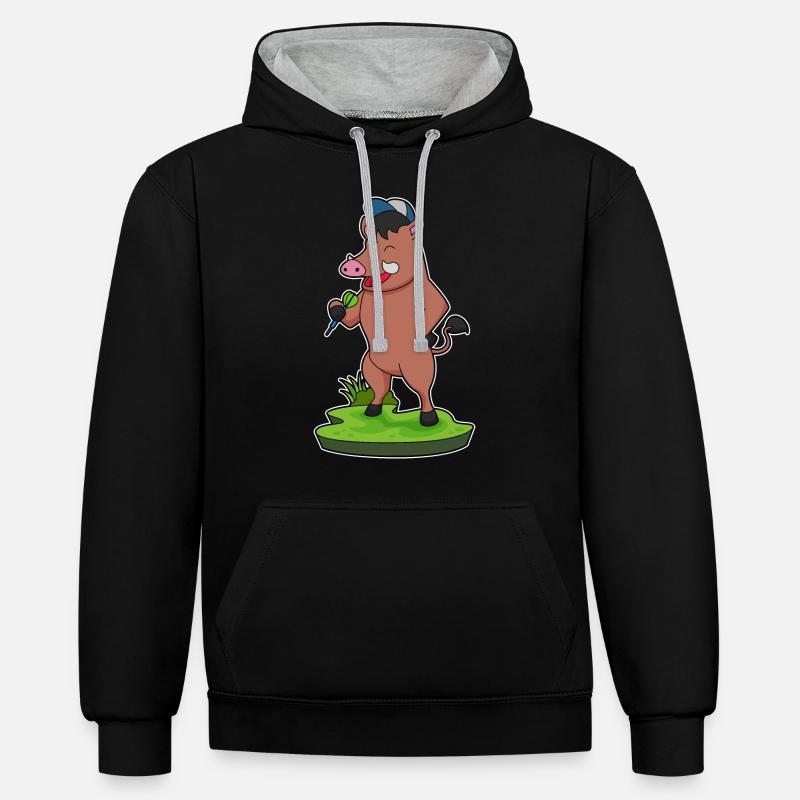 Fléchettes de sanglier - Sweat à capuche contrasté - noir/gris chiné