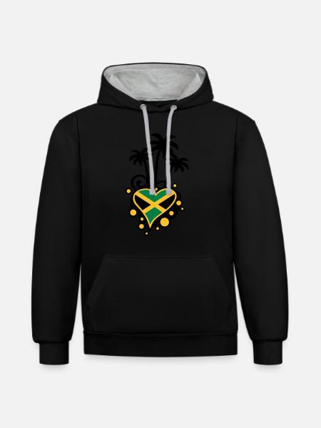 Palm Design (Jamaica Heart) - Contrast hoodie - black/heather grey