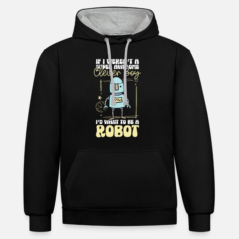 Android Mechanik Robotik Techniker - Kontrast-Hoodie - Schwarz/Grau meliert