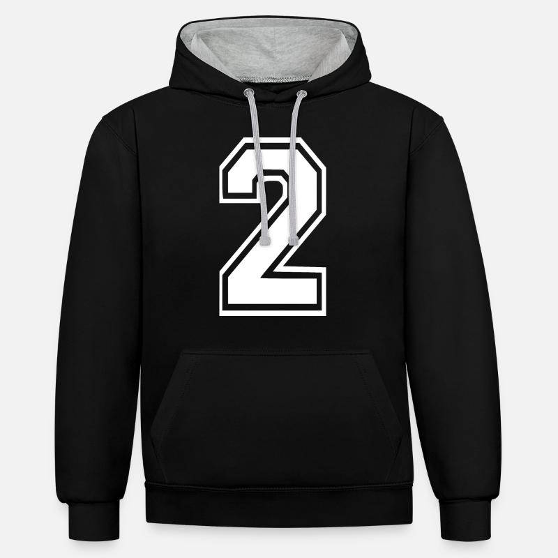 2 - Sweat à capuche contrasté - noir/gris chiné