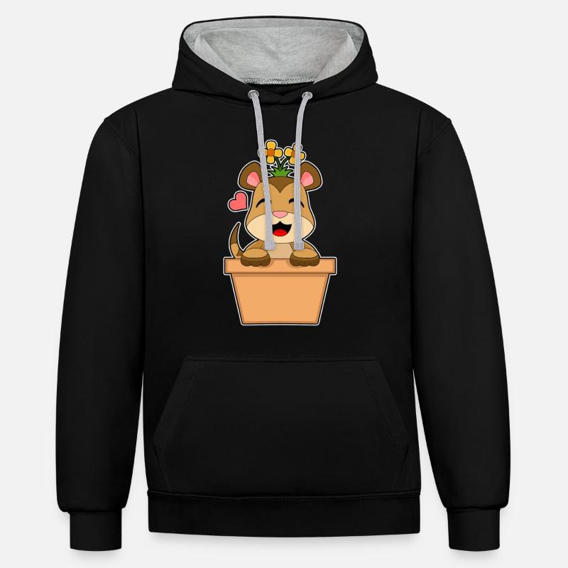 Fleur de suricate - Sweat à capuche contrasté - noir/gris chiné