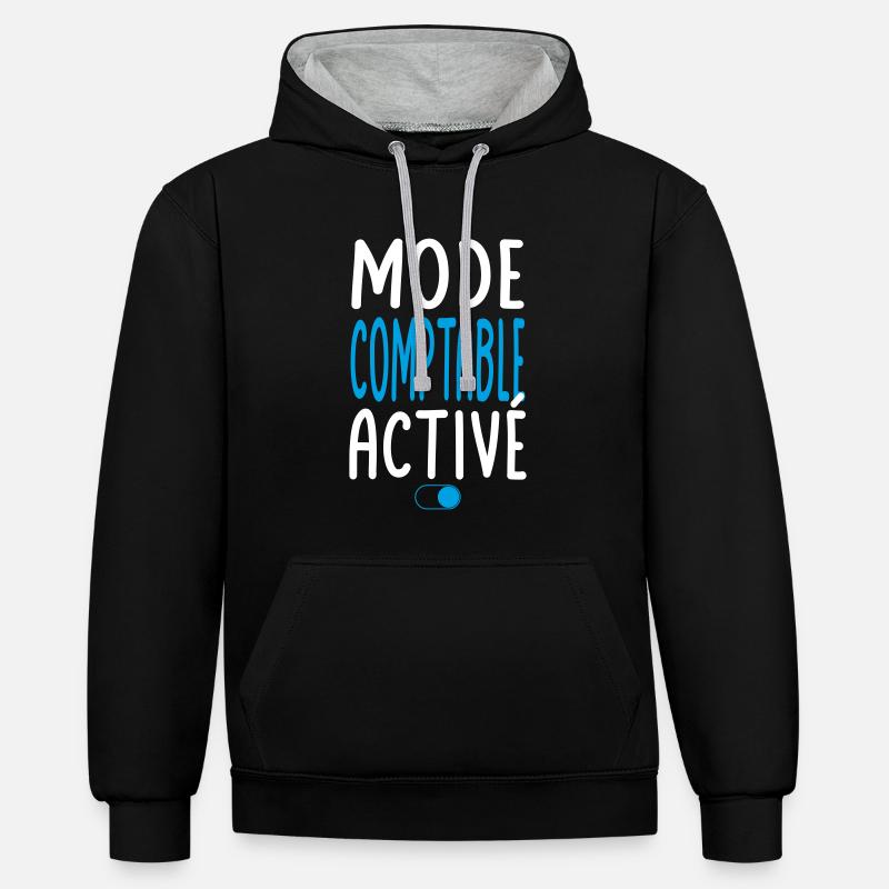 Mode Comptable activé - Idée cadeau - Sweat à capuche contrasté - noir/gris chiné