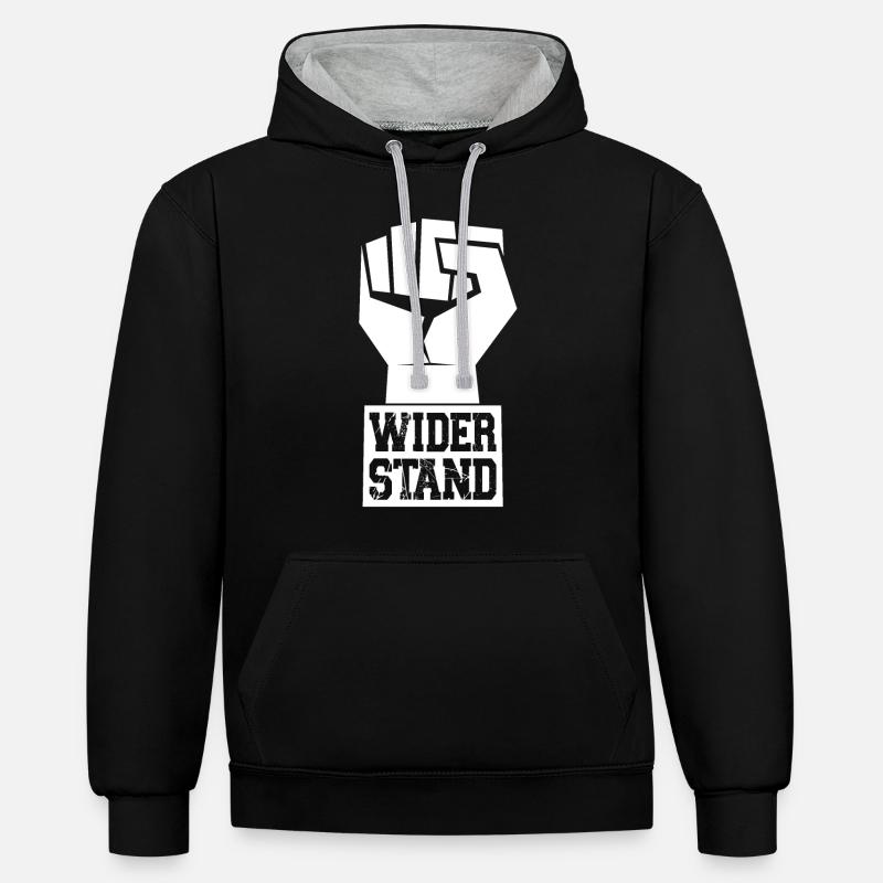 WIDERSTAND WIRD SIND DAS VOLK - Kontrast-Hoodie - Schwarz/Grau meliert