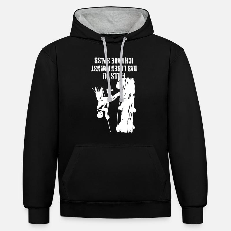 Baumklettern Arborist Baumpfleger Geschenk - Kontrast-Hoodie - Schwarz/Grau meliert