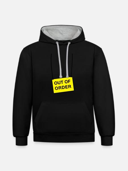 out of order - Kontrast-Hoodie - Schwarz/Grau meliert
